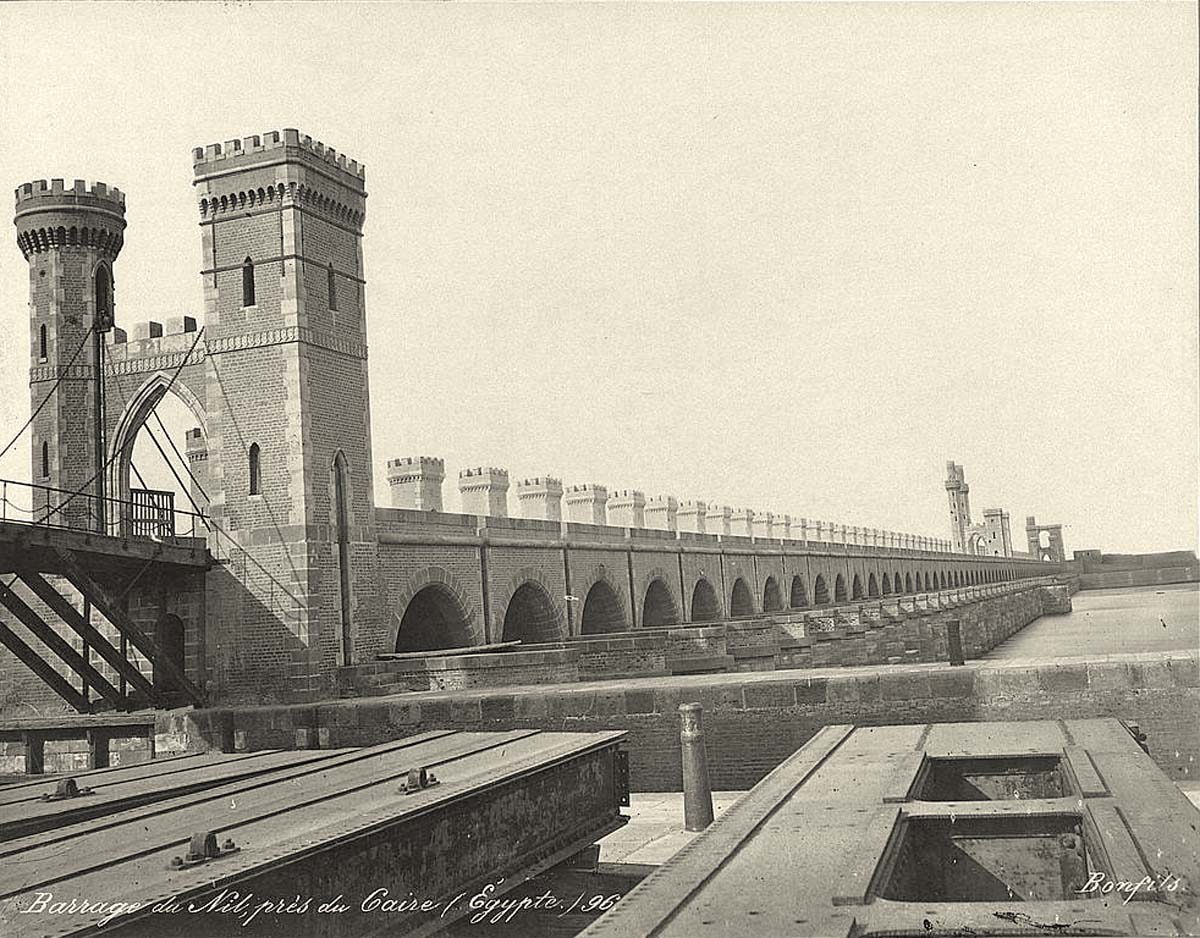 Cairo. Dam on the Nile River near Cairo, circa 1890