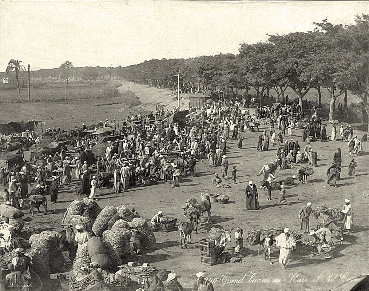 Cairo. Grand bazaar at Kasr el Nil, circa 1890