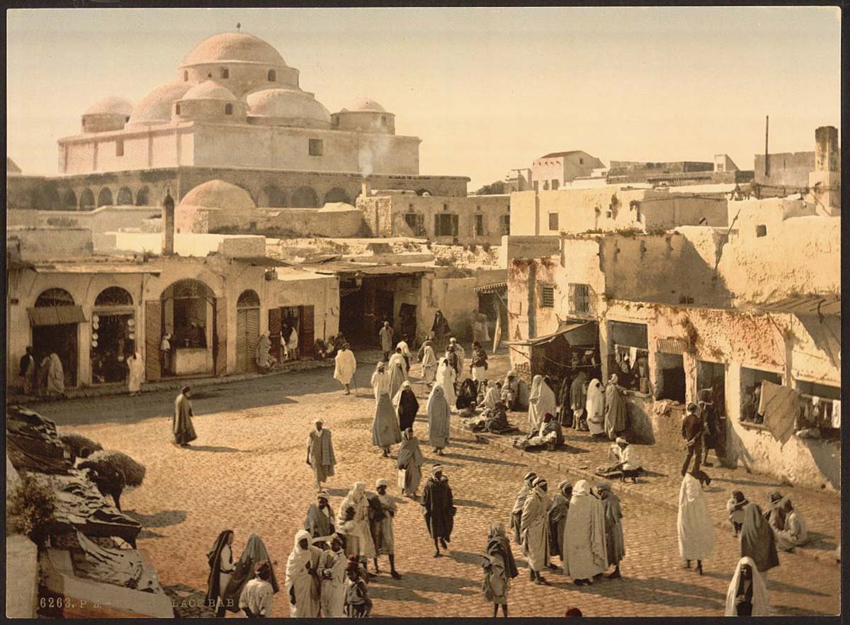 Tunis. Bab Suika-Suker Square, circa 1890