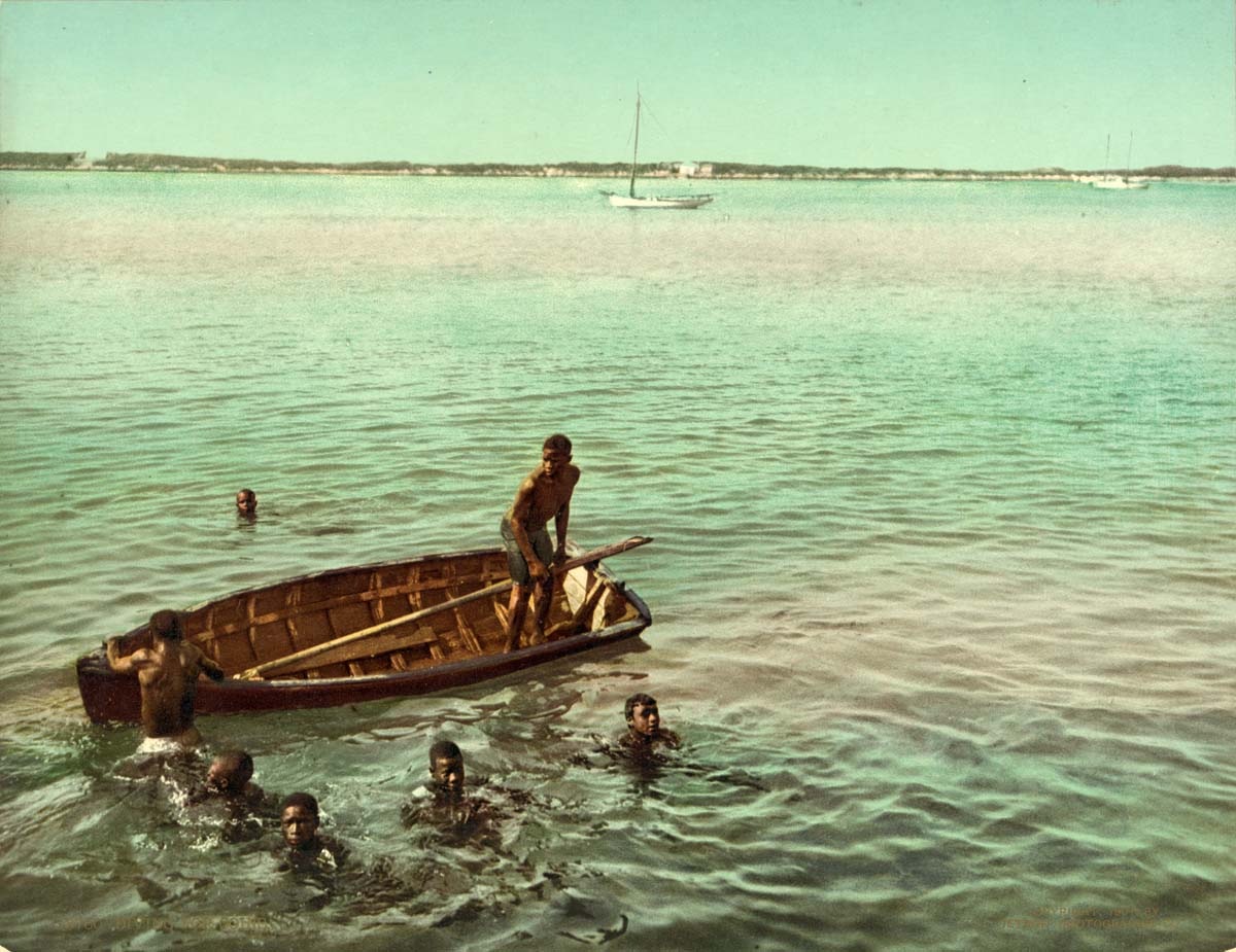 Nassau. Diving for coins, 1901