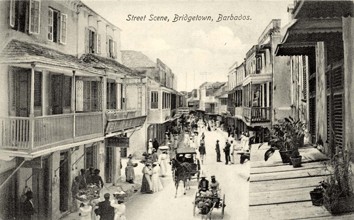 Bridgetown. Panorama of town street