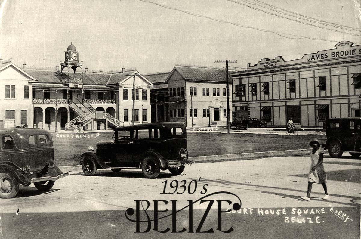 Belize City. Courthouse, Square, 1930's
