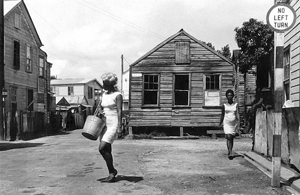 Belize City. Panorama of town street, 1969