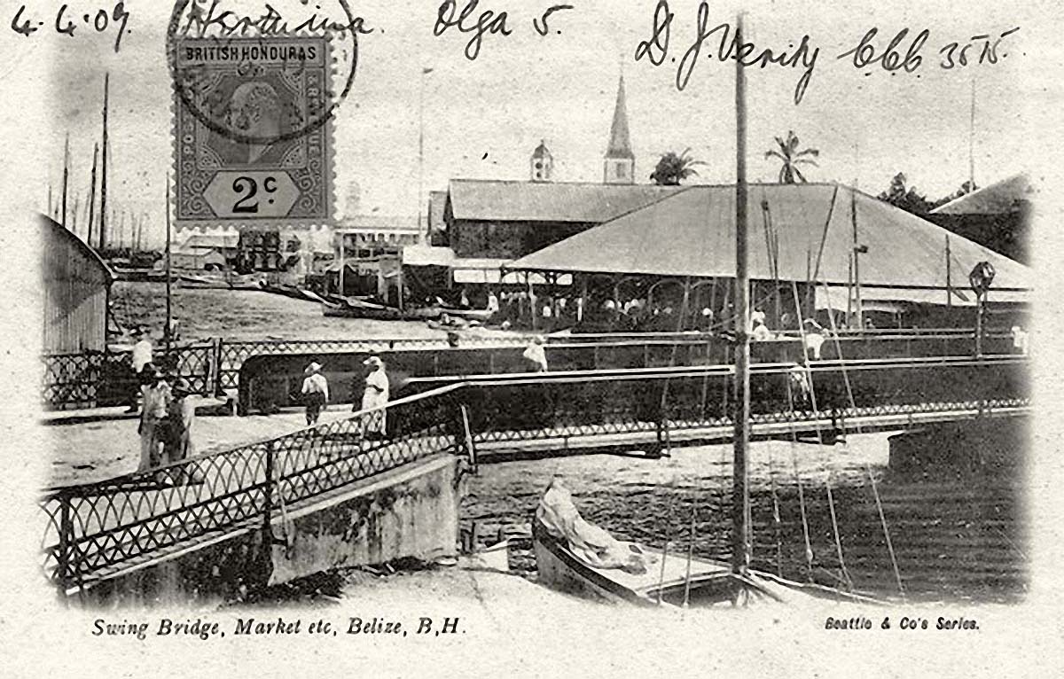 Belize City. Swing Bridge, 1909