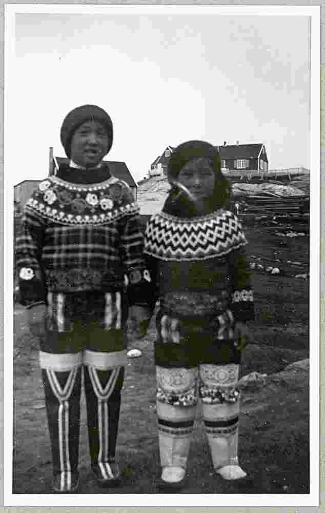Nuuk. Greenlandic girls in National suits, September 8, 1935