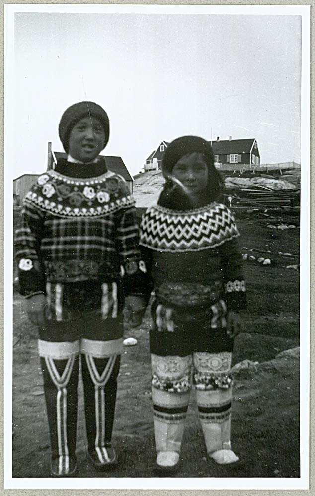 Nuuk (Godthåb, Godthaab). Greenlandic girls in National suits, September 8, 1935