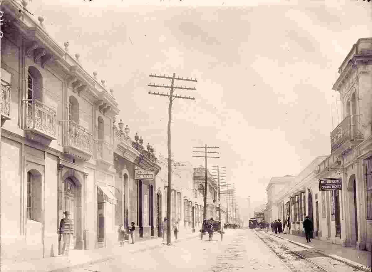 Guatemala City. Panorama of town street, 1911
