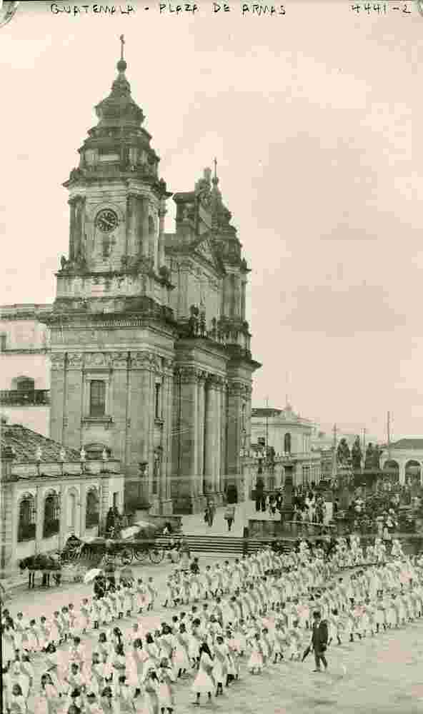 Guatemala City. Plaza de la Constitución with the Catedral Primada Metropolitana de Santiago, circa 1920