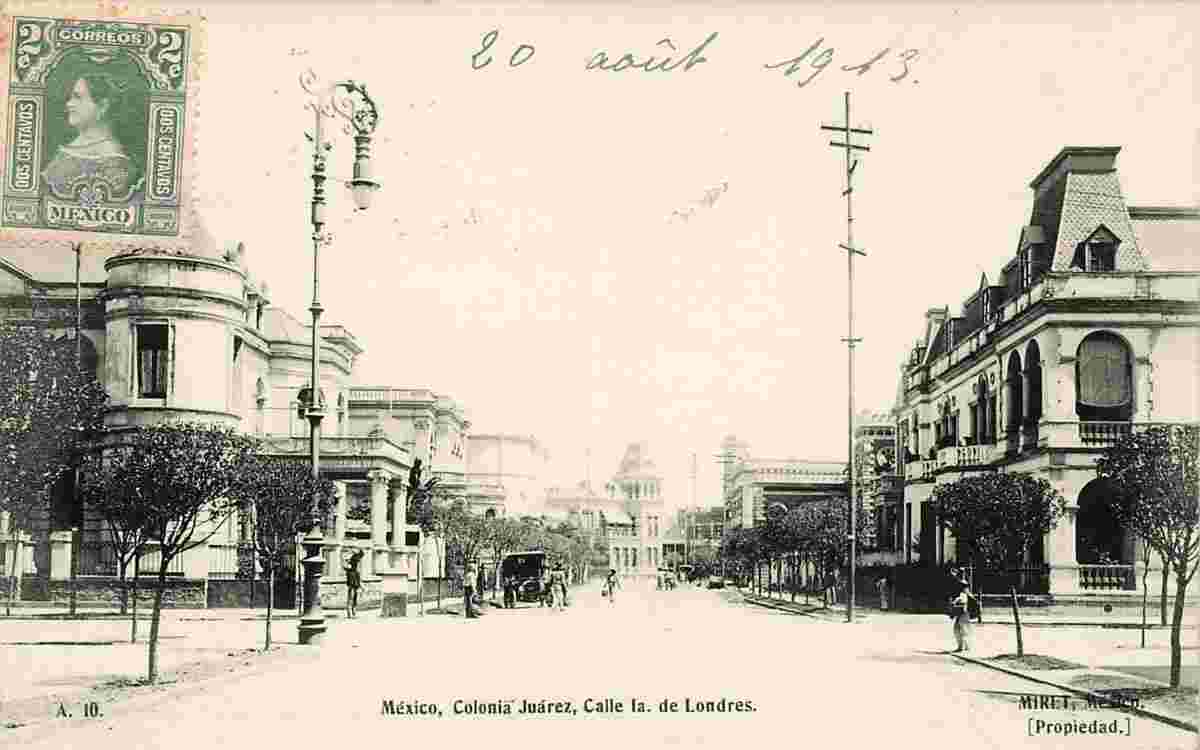 Mexico City. Colonia Juarez - London Street, 1913