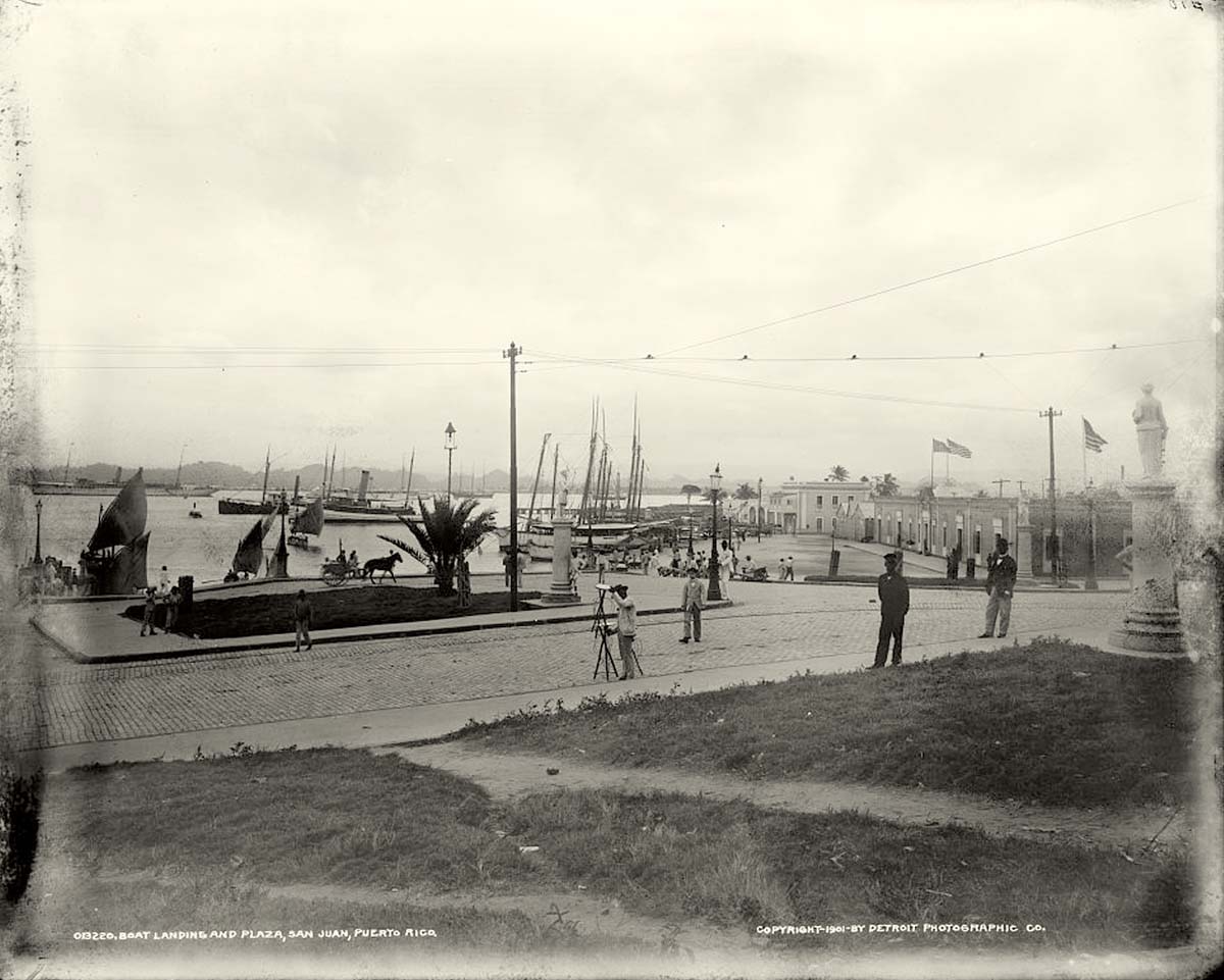 San Juan. Boat landing and plaza, circa 1900