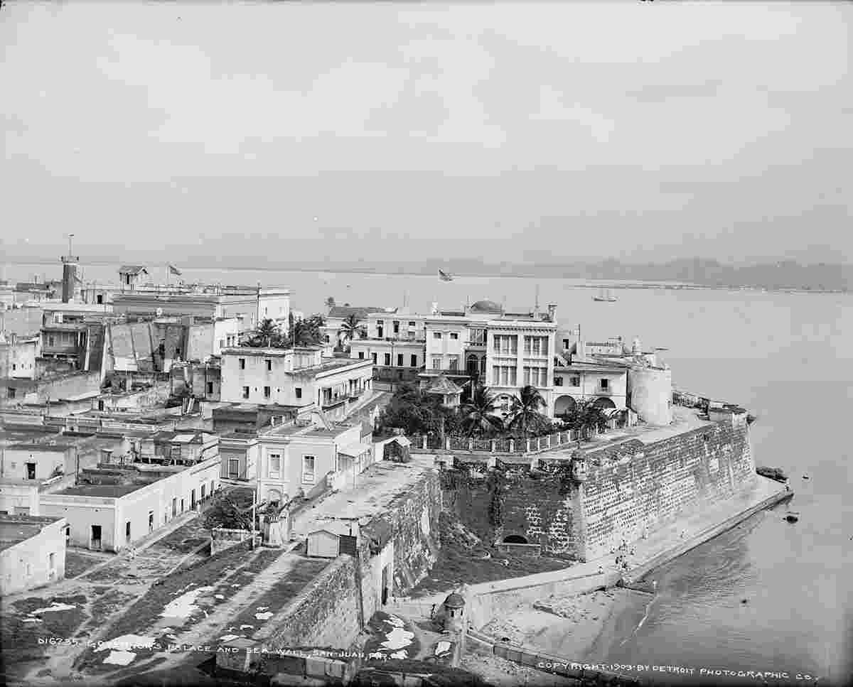 San Juan. Governor's Palace and sea wall, 1903