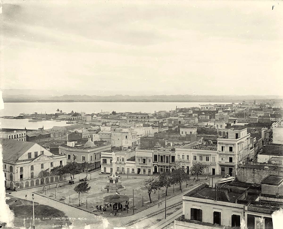 San Juan. Panorama of town square, circa 1900