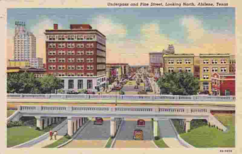 Abilene. Underpass and Pine Street, looking North
