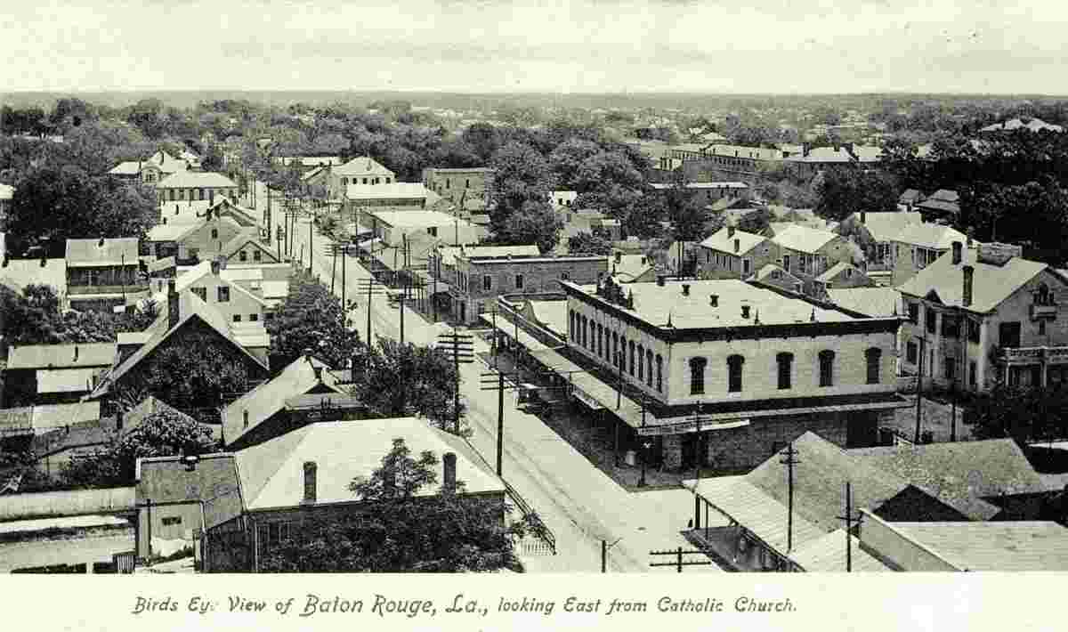Bird's Eye View of Baton Rouge, looking east from St. Joseph Church down Main Street, 1900