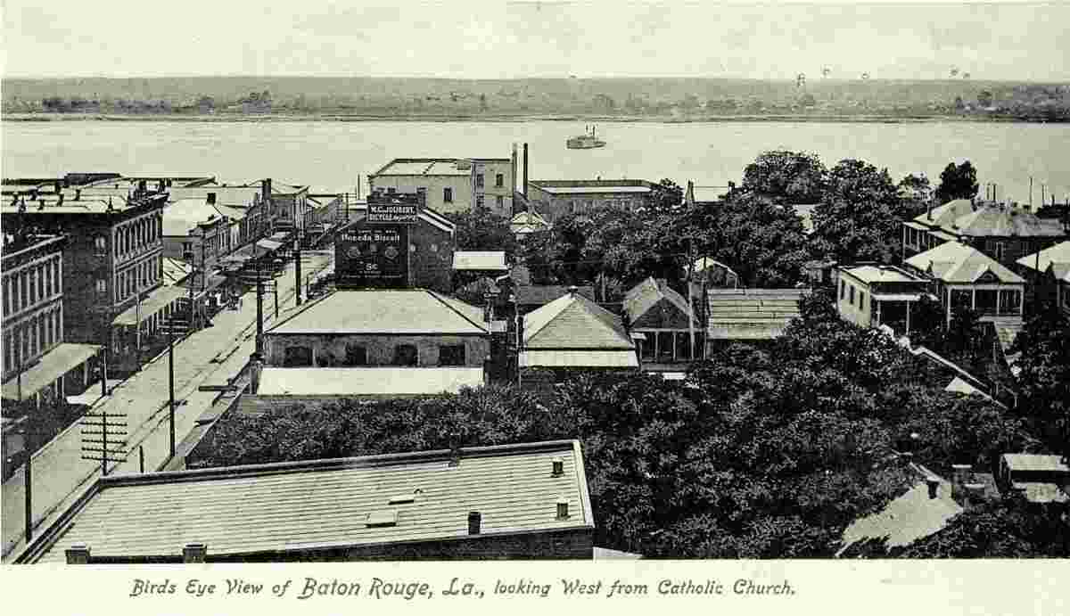 Bird's Eye View of Baton Rouge, looking west from St. Joseph Church down Main Street, 1900