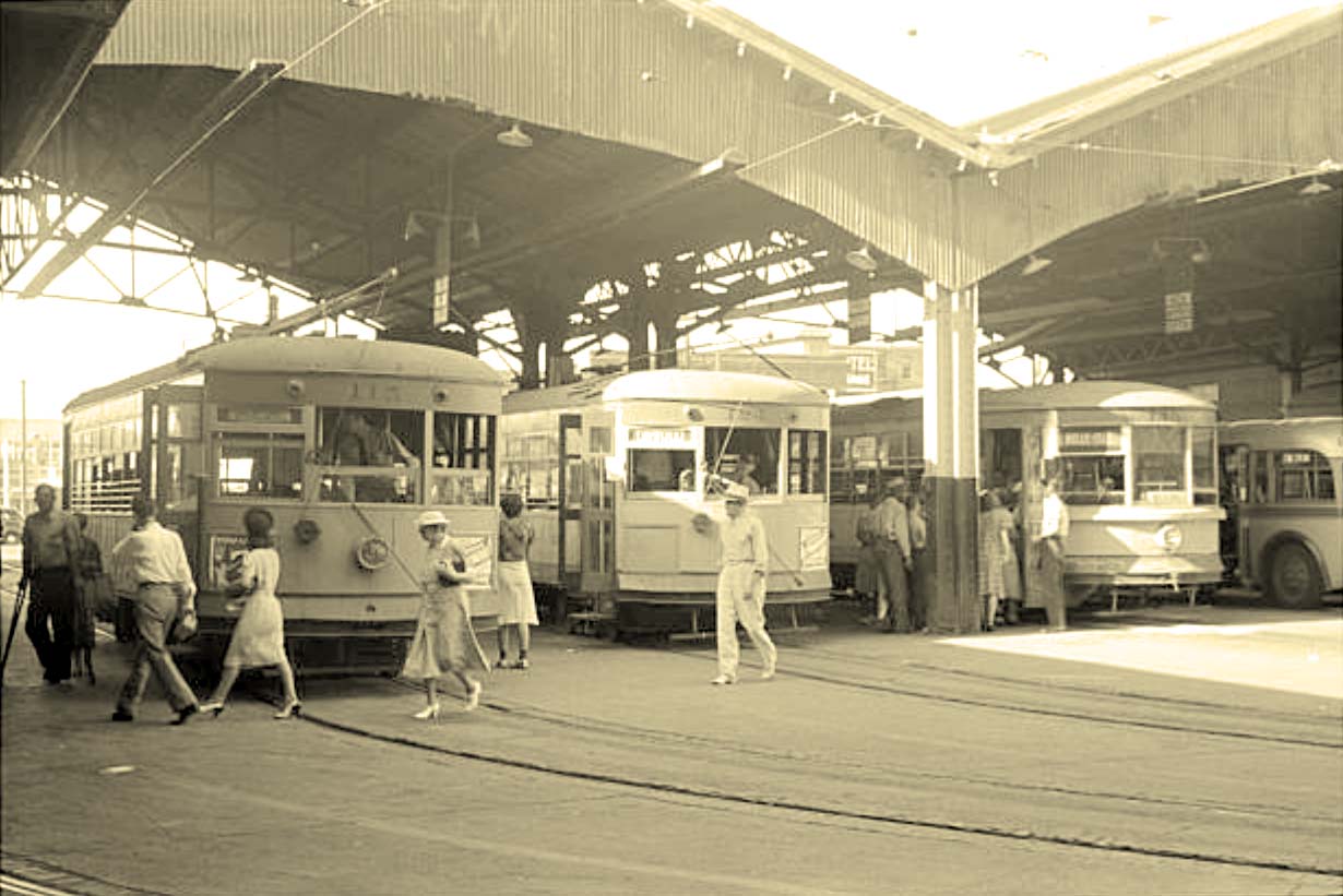 Oklahoma City. Streetcars at terminal, 1939