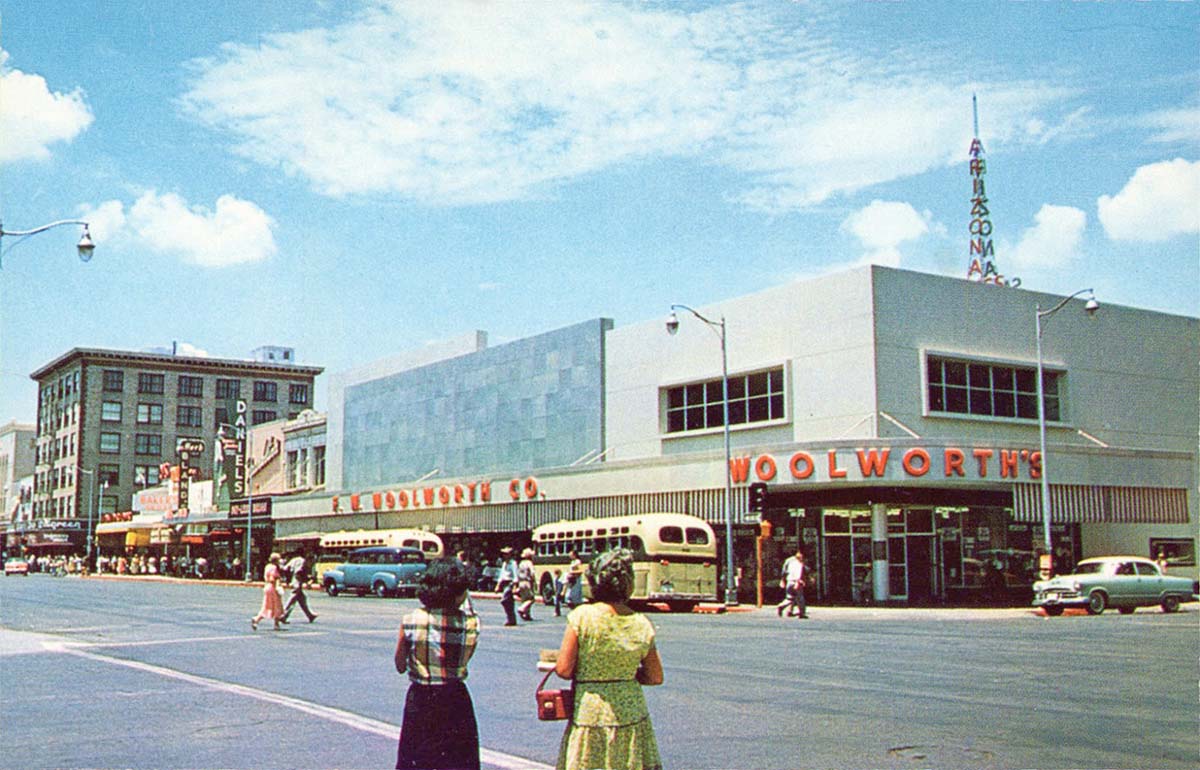 Phoenix. Washington and First street, downtown, 1950s