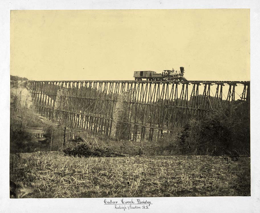 Raleigh. Cedar Creek Bridge, Raleigh and Gaston Railroad, 1865