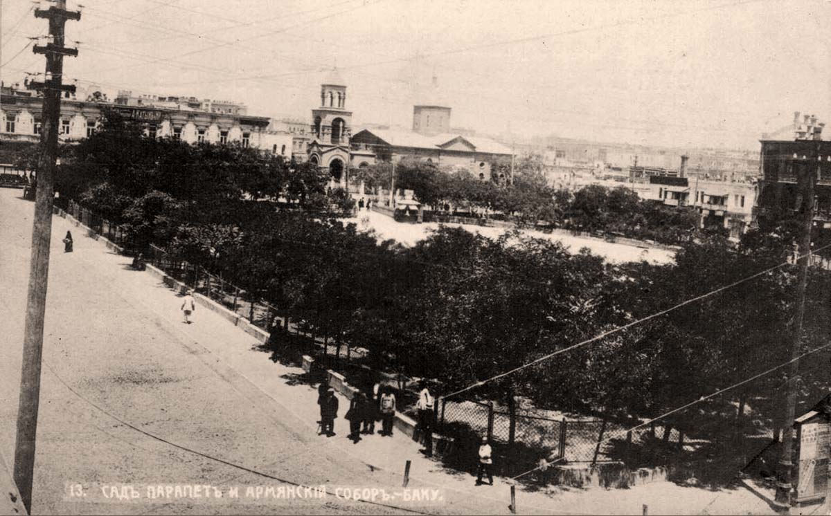 Baku. 'Parapet' Garden and Armenian Cathedral, 1910s