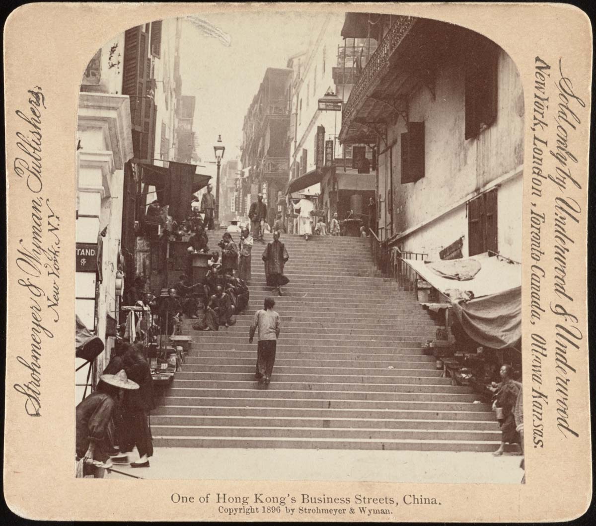 Hong Kong. One of Hong Kong's business streets, circa 1890