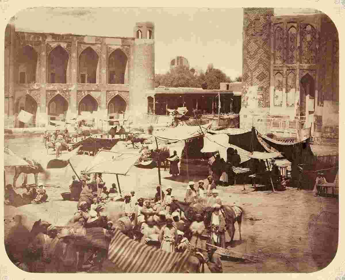 Samarkand. Market square between three madrasahs - Registan, 1865