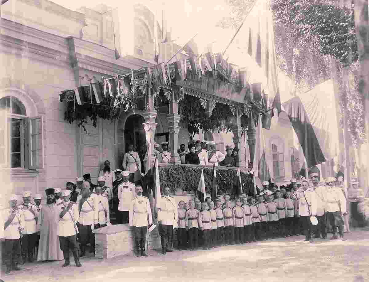 Tashkent. Opening of the temporary buildings of the military school (future cadet corps), 1900