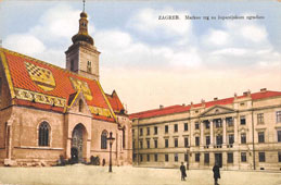 Zagreb. St Mark's Church and Parliament on Square in Gornji Grad