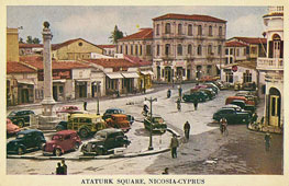 Nicosia. Sweden Bank and  Pub Coca Cola on Ataturk Square, 1957