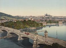 Prague. Emperor Franz Bridge with Hradschin, circa 1890