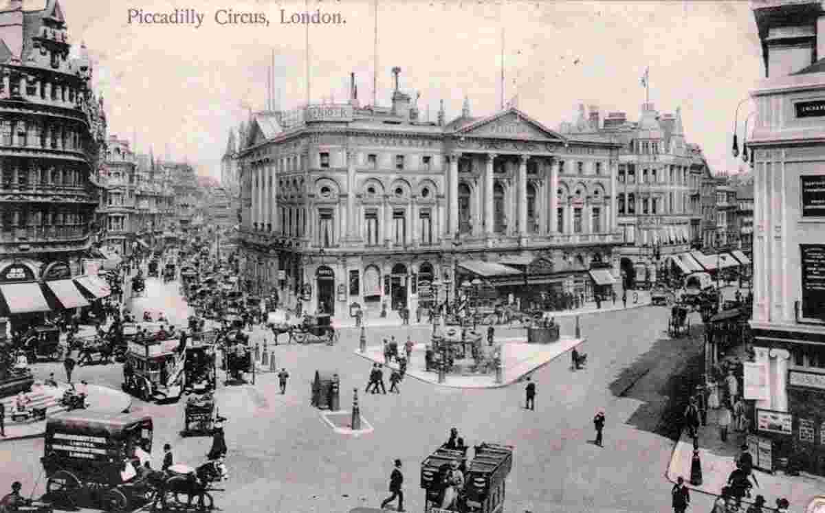 Greater London. Piccadilly Circus, London Pavilion, 1907