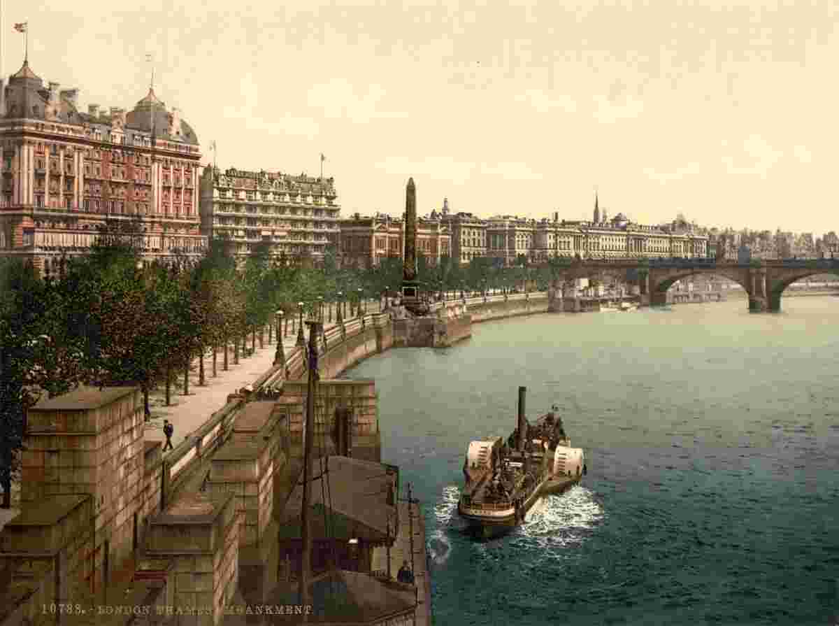Greater London. Thames embankment, 1890