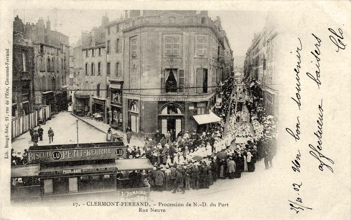 Clermont-Ferrand. Procession de Notre-Dame-du-Port, Rue Neuve, 1902
