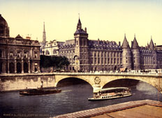 Paris. Palace of Justice and Bridge to Exchange, circa 1890