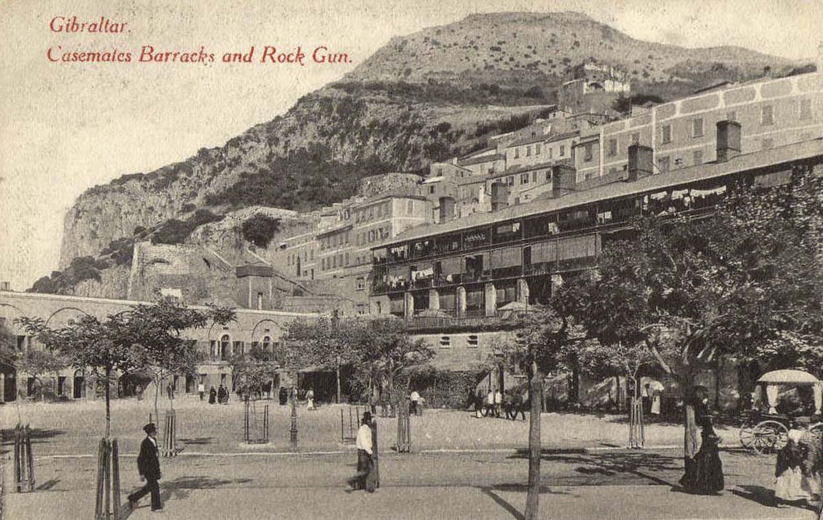 Gibraltar. Casemates Barracks and Rock Gun