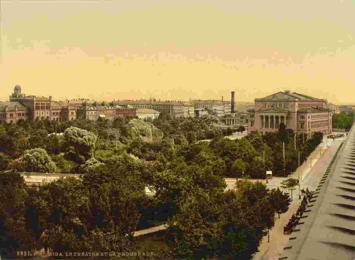 Riga. Theatre and promenade, circa 1890