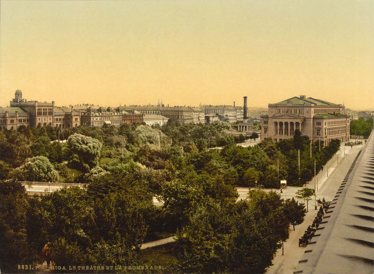 Riga. Theatre and promenade, circa 1890