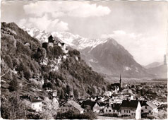 Vaduz. Panorama of the city and Castle Liechtenstein