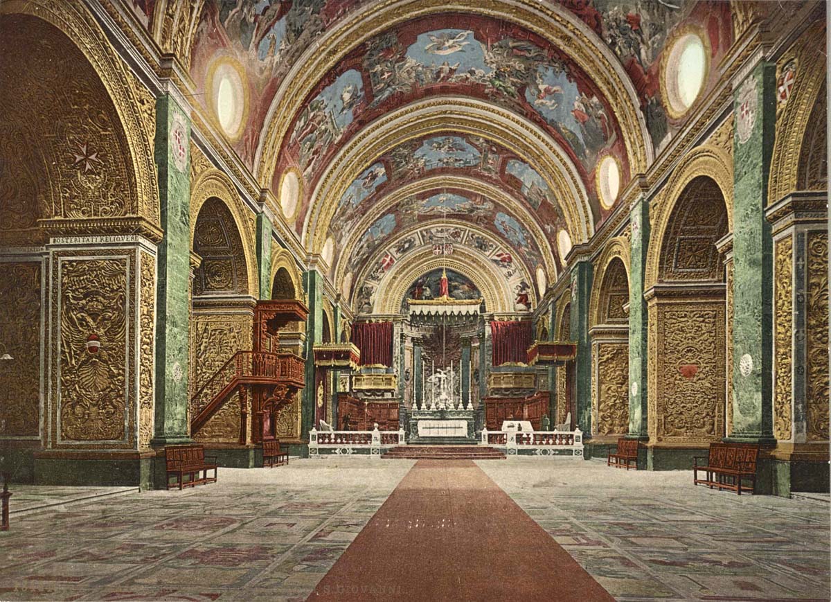 Valletta. Interior of the Cathedral of St John, between 1890 and 1906