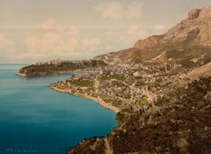 Monaco city. General view of the principality, Riviera, circa 1890