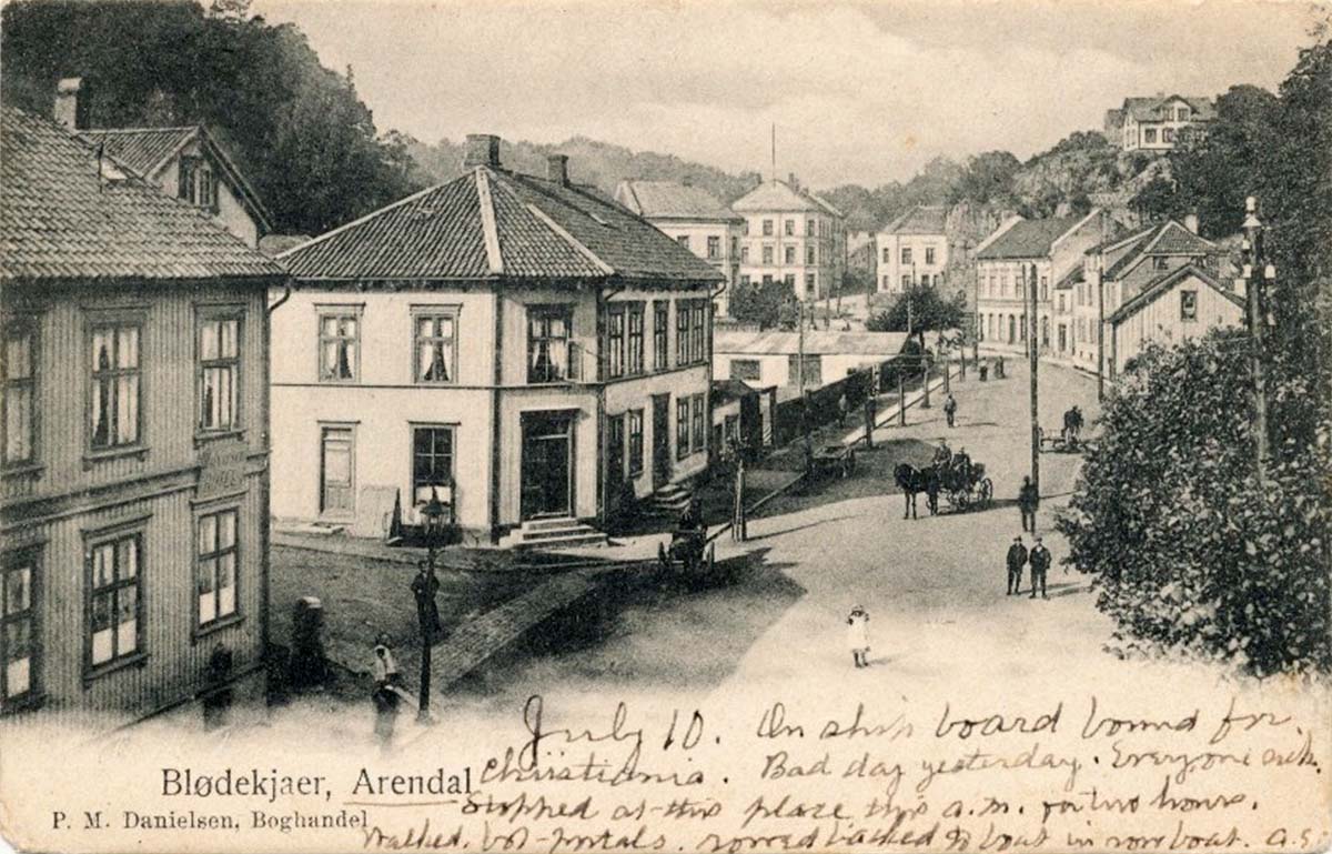 Arendal. Blødekjær - district and road at the top of Arendal center, 1911