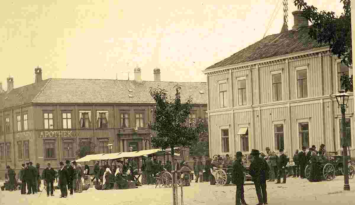 Trondheim. Summer Farmer's Market at the Market Square, 1893