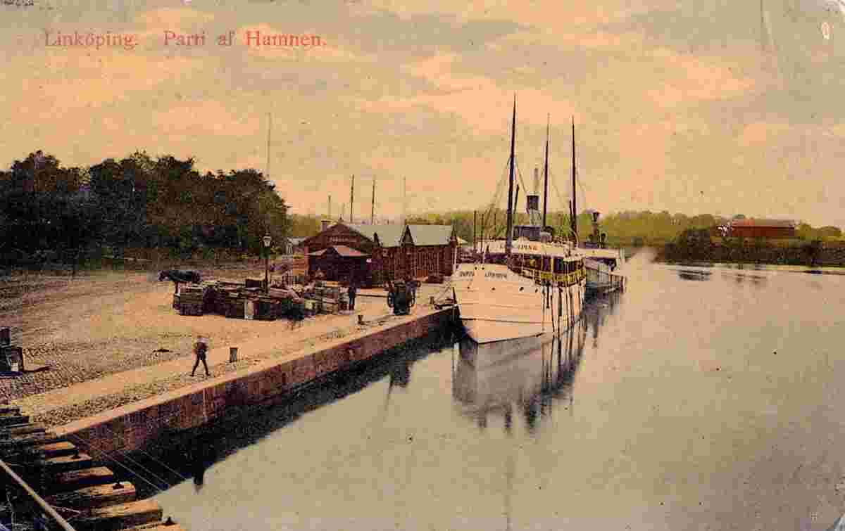 Linköping. Harbour, Ship, 1905