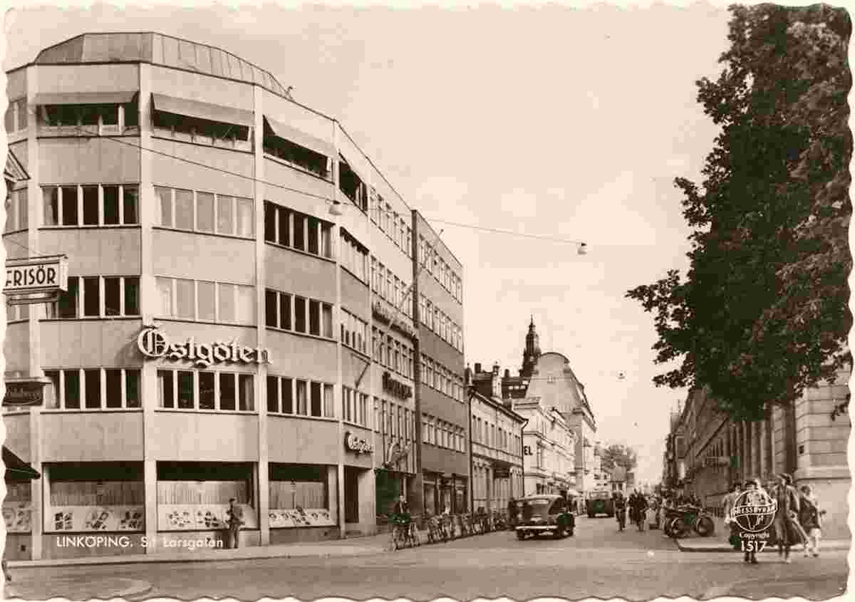 Linköping. Saint Lars street, Newspaper 'Östgöten's', new building