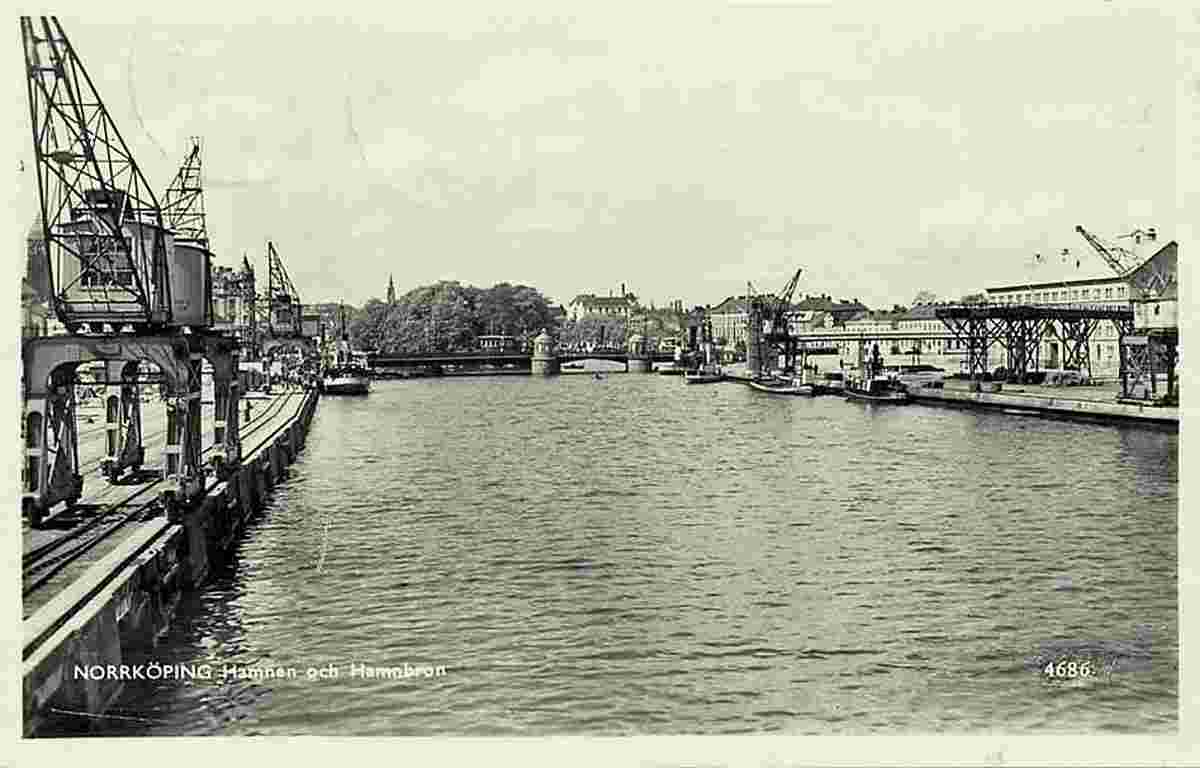 Norrköping. Hamnen och Hamnbron