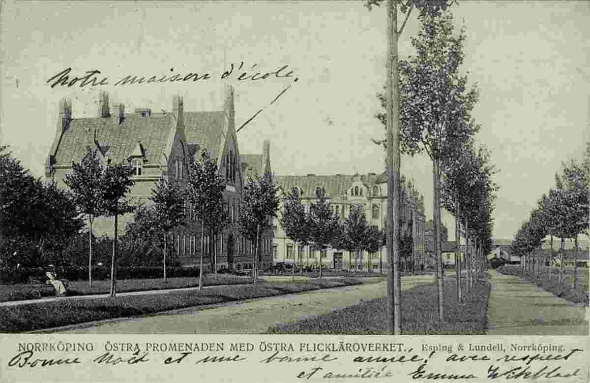 Norrköping. Östra Promenaden med Östra Flickläroverket