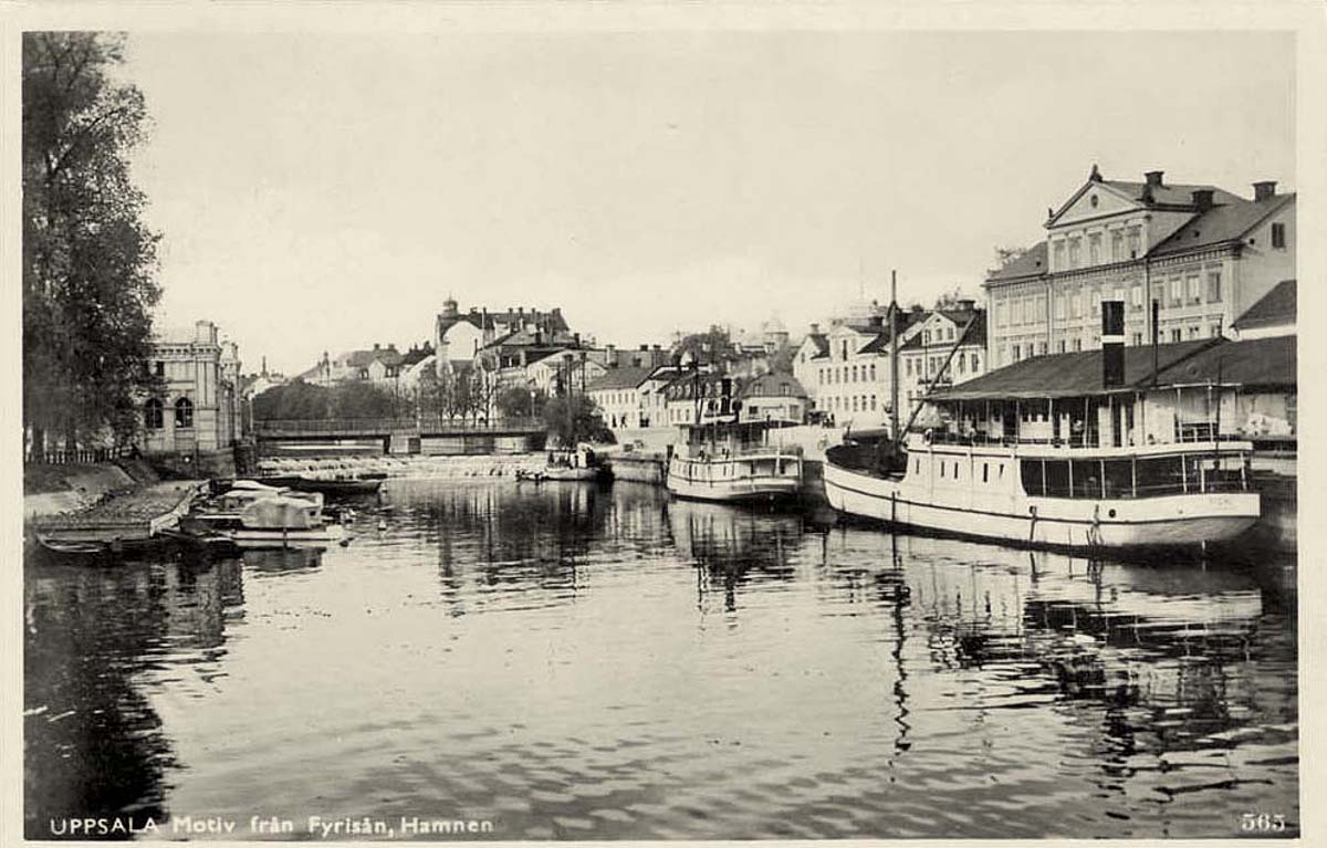 Uppsala. Motiv från Fyrisån, Hamnen, 1936