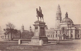 Cardiff. Lord Tredegar Statue on Square in front City Hall