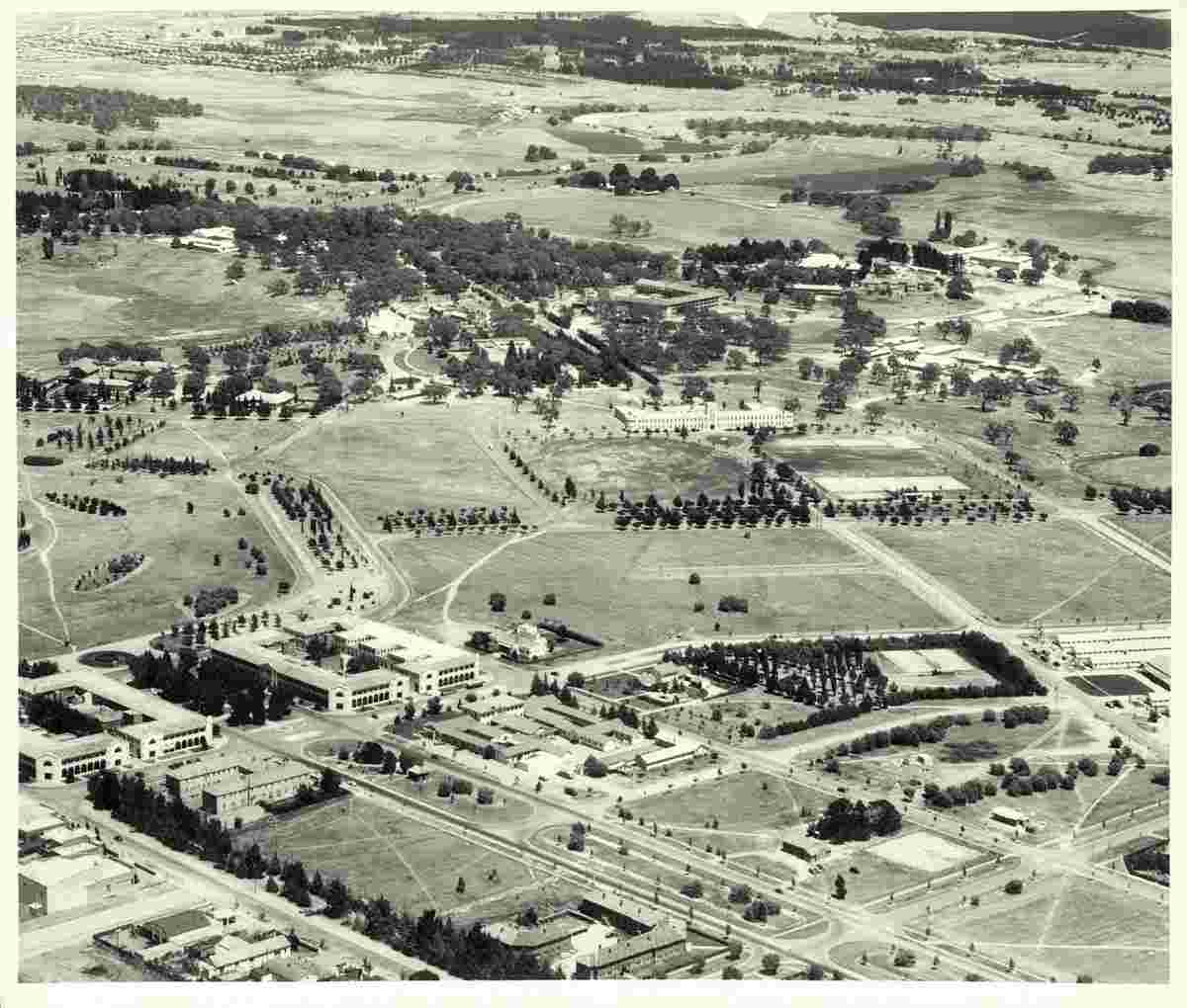Canberra. Aerial view of City, 1953