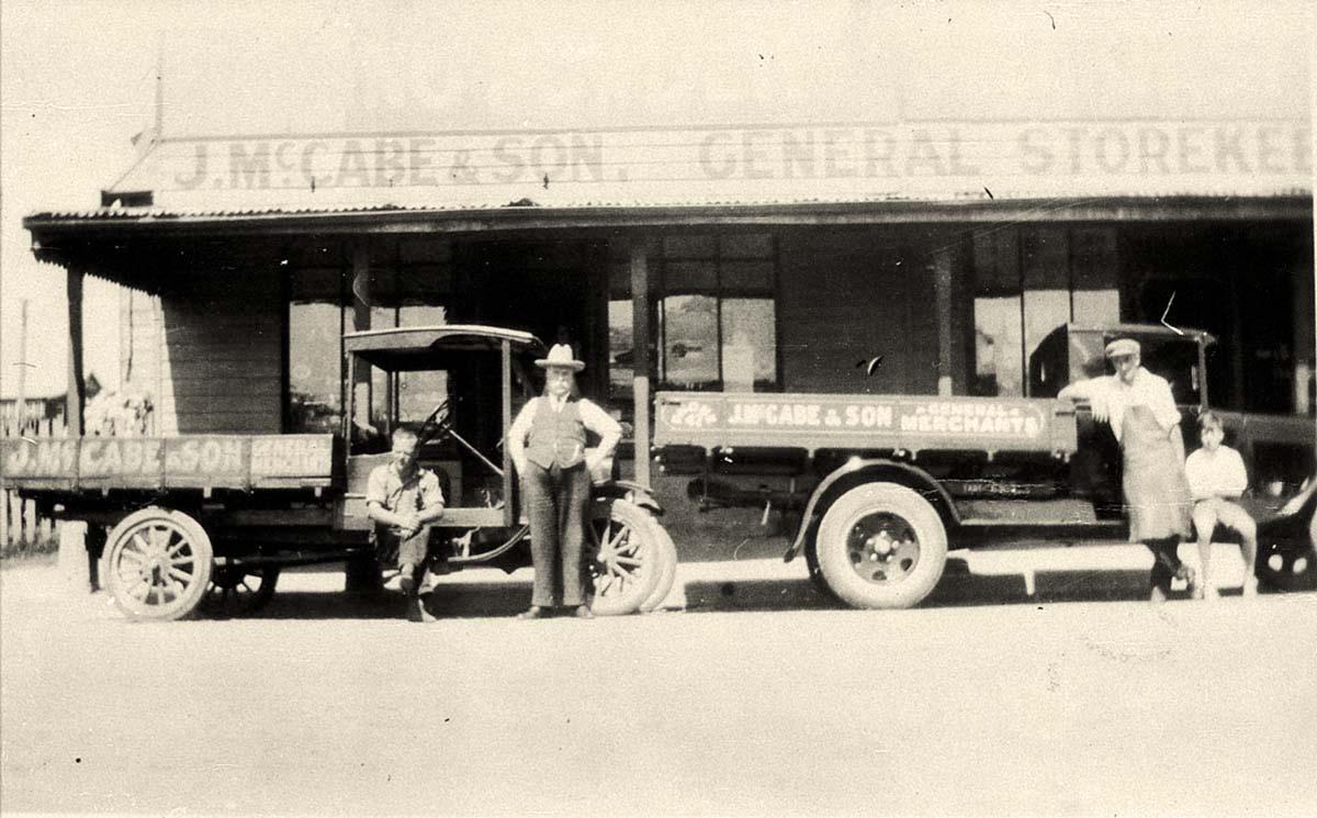 Cessnock. T model Ford and A model Ford trucks, circa 1930