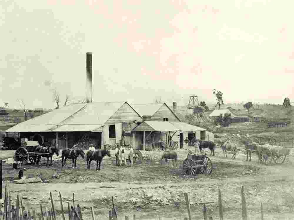 Charters Towers. Crushing works at Enterprise Mill, 1877